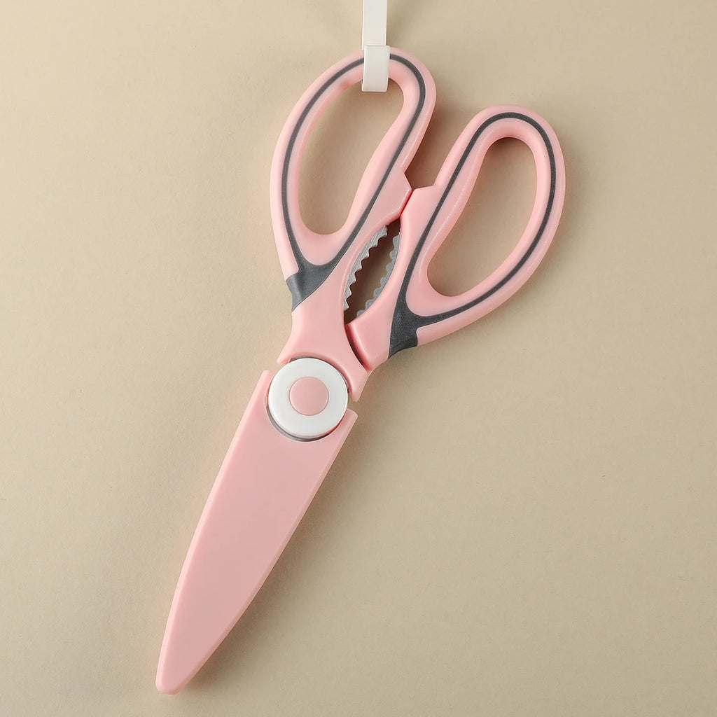 Kitchen Food Scissors Stainless Steel With Lid Chicken Fish Cut Vegetables Roast Broiler Bone Can Be Opened To Clip Walnuts Tool