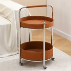 Creative Sofa Side Table with Storage, Internet Famous Coffee Table, Movable Leather and Stainless Steel Design, Modern