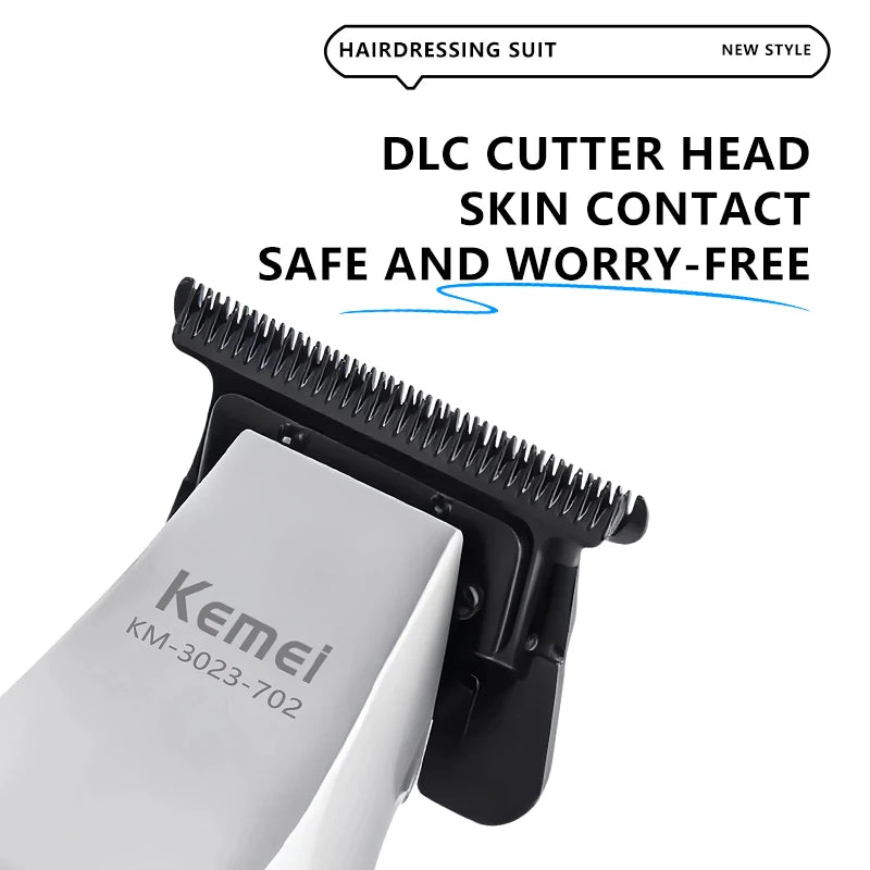 Kemei 3023-702 Zero Gapped Cordless Hair Trimmer Professional Hair Clipper Men Barber Rechargeable Finish Hair Citing Machine