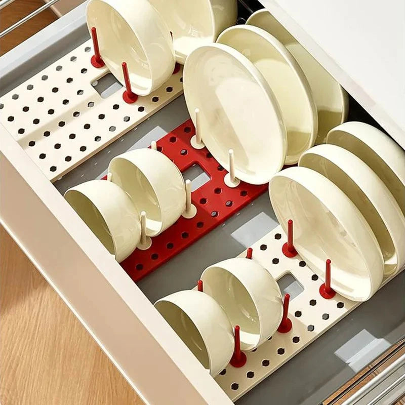 Kitchen Organizer Dish Draining Drying Rack Telescopic multifunctional Plate Bowl Stand Storage Drawer Space Saving Holder