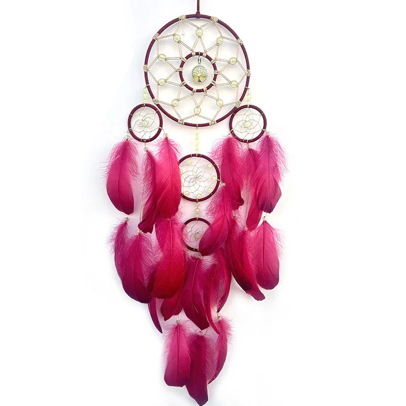 Boho Dream Catcher Hand-woven Feathers Wind Chimes Living Room Bedroom Hanging Ornaments Unique Birthday Gifts Home Decorations