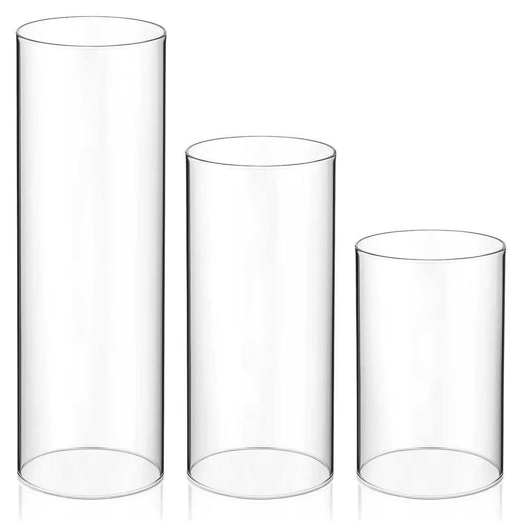 3 Pcs Shade Clear Glass Cover Decorative Lantern Cylinder Candleholders Shades Open Ended Tube High Borosilicate