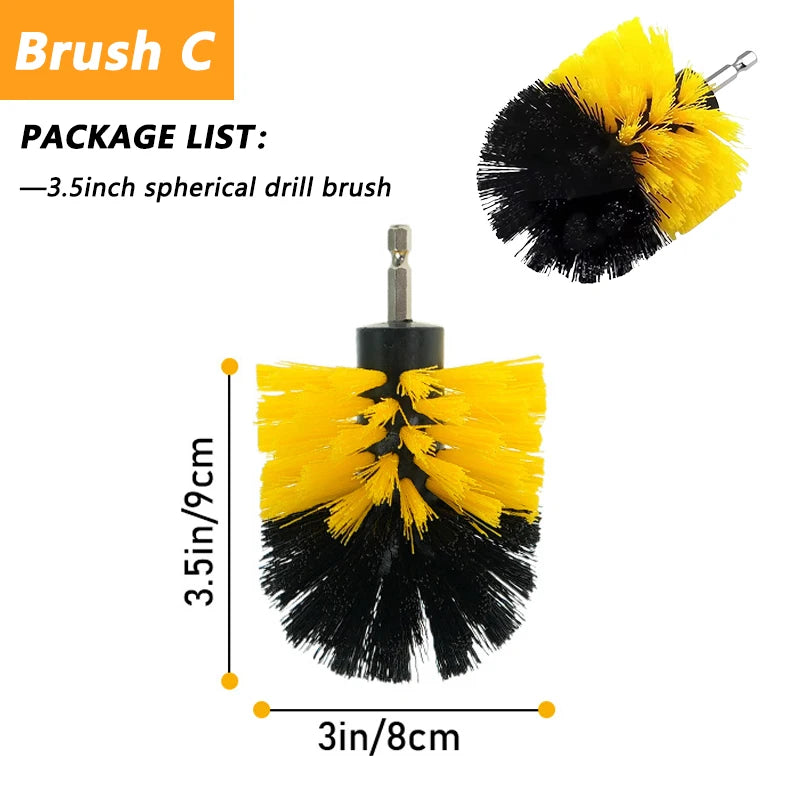 Electric Scrubber Grill Brush Kit 2/3.5/4'' Power Cleaning Brush for Car Bathroom Floor, Tub Shower Grout Nylon Attachments