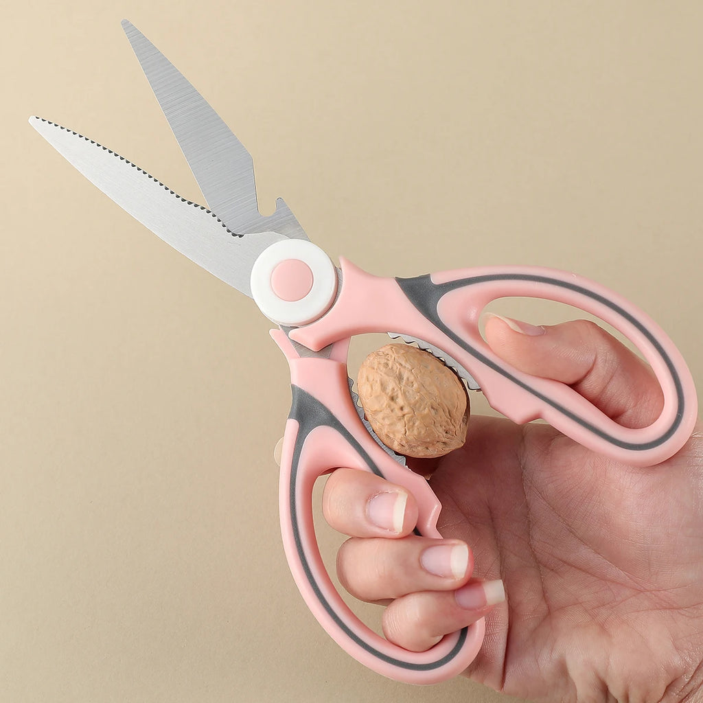 Kitchen Food Scissors Stainless Steel With Lid Chicken Fish Cut Vegetables Roast Broiler Bone Can Be Opened To Clip Walnuts Tool