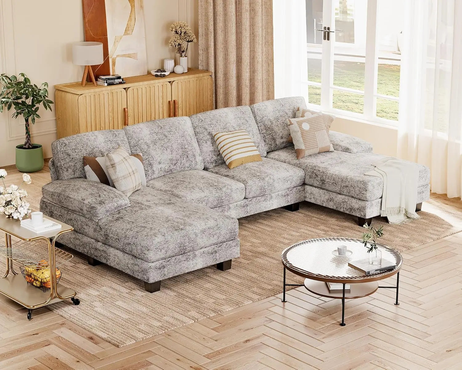 Compact U-Shaped Sofa