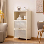 White Living Room Floor Cabinet for Tatami Bay Window Storage Cabinet Multifunctional Balcony Organizer Space-Saving Cupboard