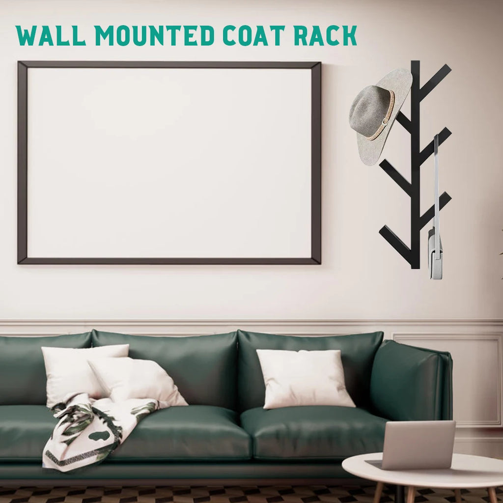 1pc Vertical Coat Rack Wall Mounted 16 Inch, Metal Modern Wall Coat Tree for Hats, Jackets, Bags, Entryway Bedroom