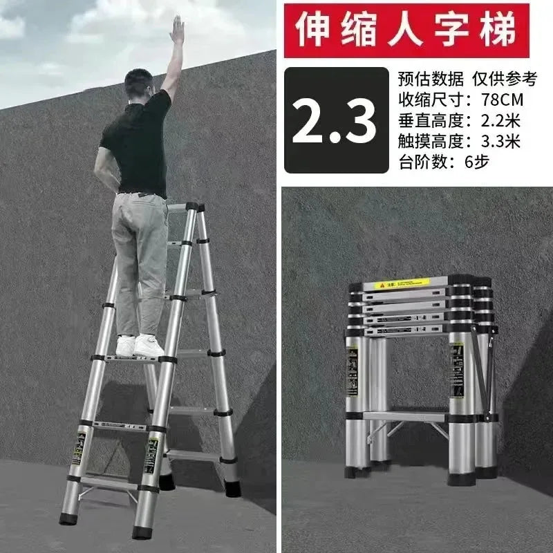 Alloy Telescopic Step Ladder Multi-functional Lifting Engineering Stairs Thickened Herringbone Ladders Folding Stairs