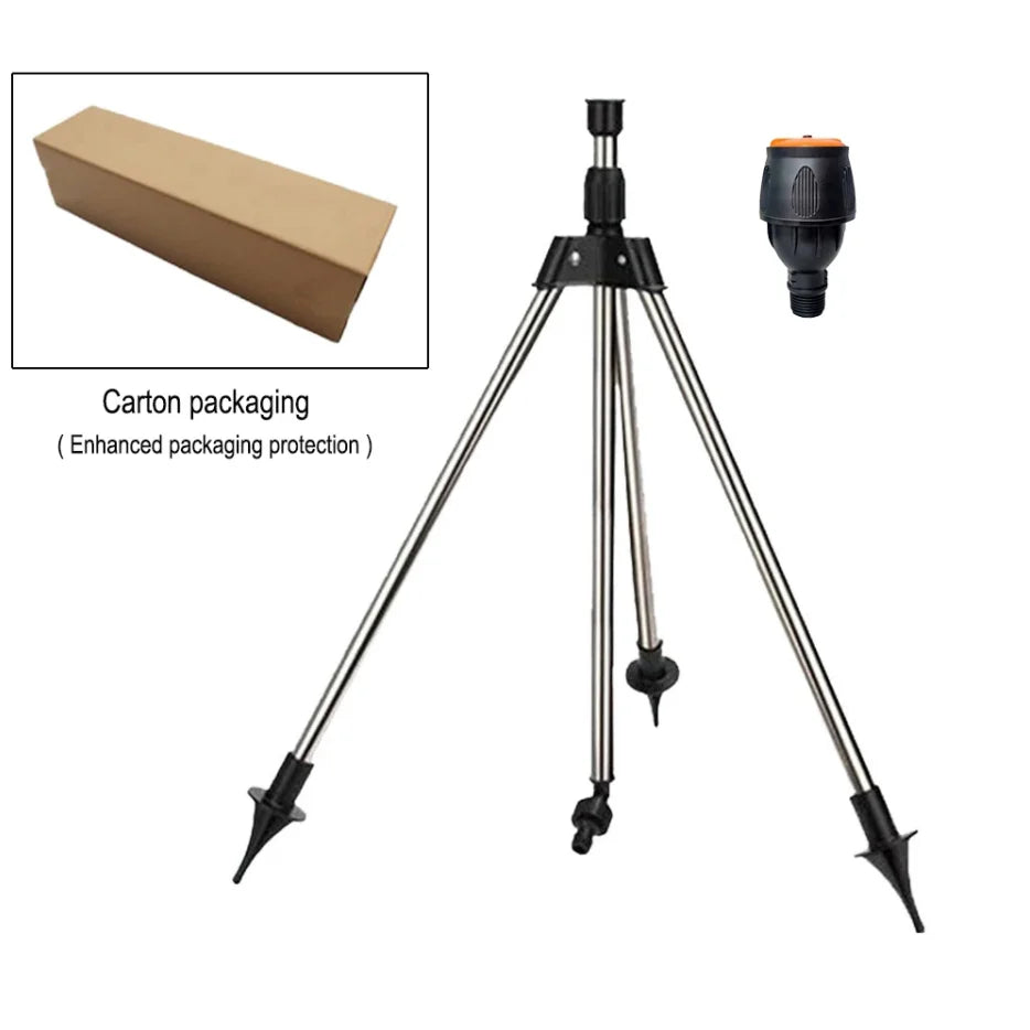 360 Rotary Irrigation Sprinkler Head with Tripod Telescopic Support Automatic Rotating Sprayer Garden Lawn Watering Sprinkler