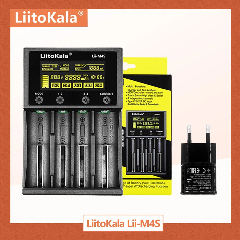 LiitoKala Lii-M4S 18650 LCD Multifunctional Battery Charger For 3.7V 1.2V 26650 21700 14500 18350 17500 AA AAA A C And Other