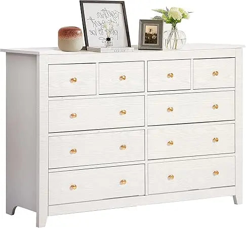 10 Drawer Dresser for Bedroom,Wood Chest of Drawers with Smooth Metal Rail,Large Dressers,Modern Bedroom Dressers with 10 Drawe