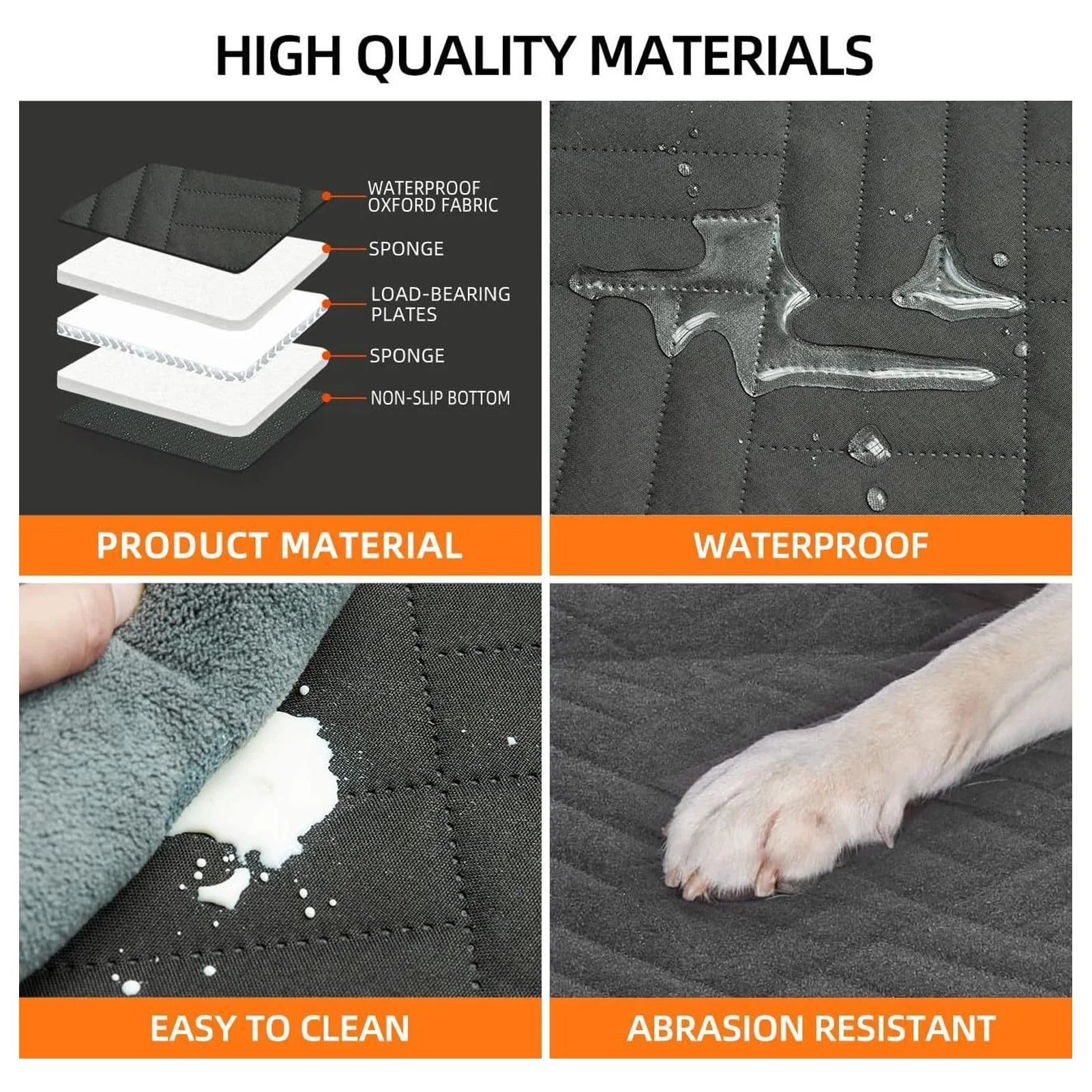 Pet Car Seat Protector Anti Slip Waterproofing Dog Car Seat Cover 600D Oxford Cloth Reinforced Stitching with Straps for Travel