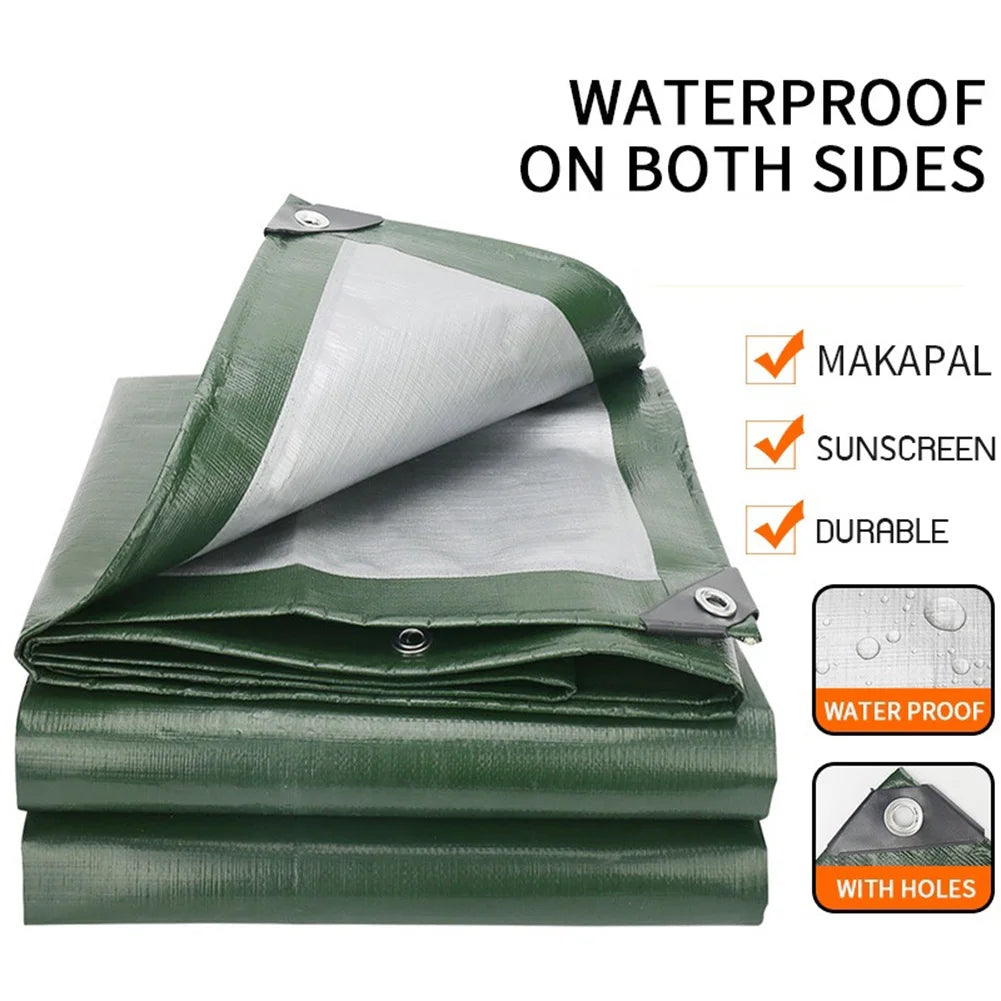 Large Tarpaulin Waterproof Heavy Duty Tarp Rain Cover Reinforced Multipurpose Outdoor Garden Awning Canopy Sunshelter UV Protect
