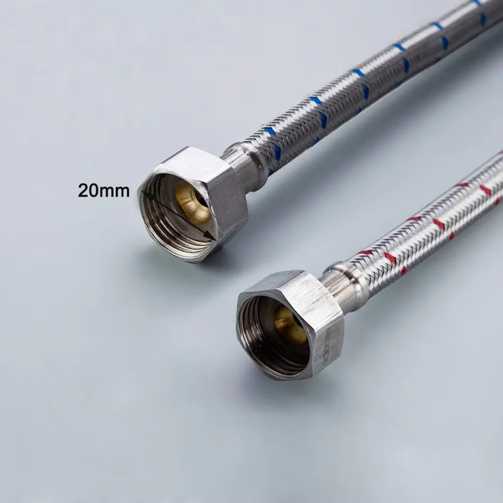 G1/2 G3/8 G9/16 50cm 1 pair Stainless Steel Flexible Plumbing Pipes Cold Hot mixer Faucet Water supply pipe Hoses bathroom part