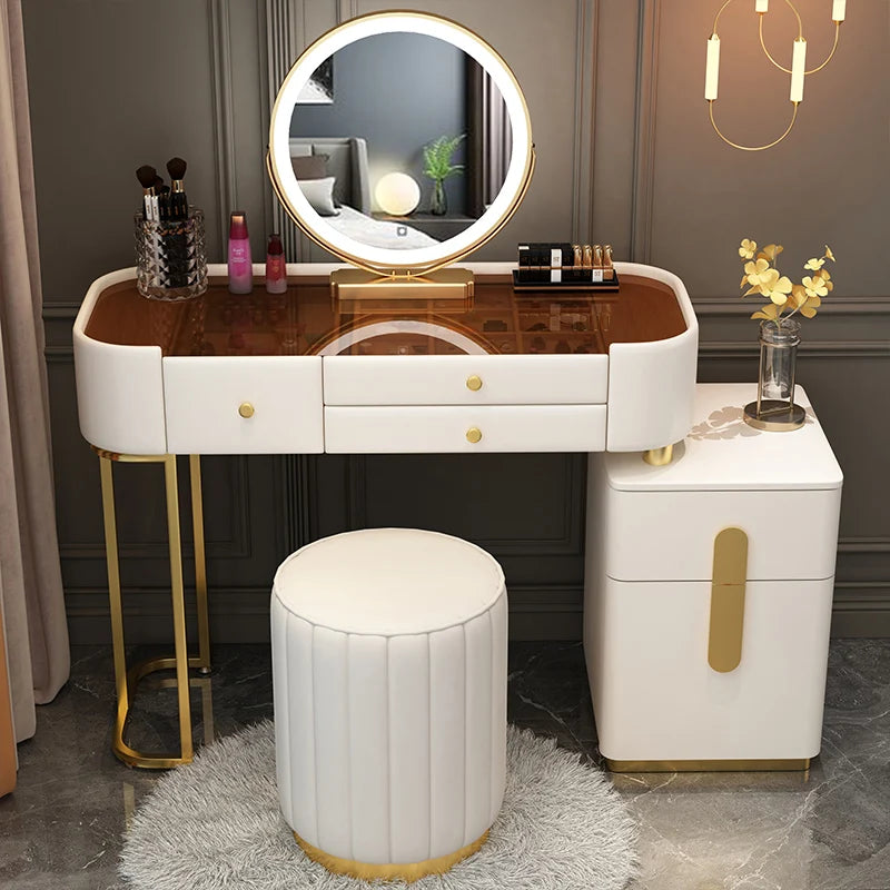White Bedroom Vanity Table Makeup Mirror Chair Modern Organizer Dressing Table Cosmetics Cheap Penteadeira Trendy Furniture