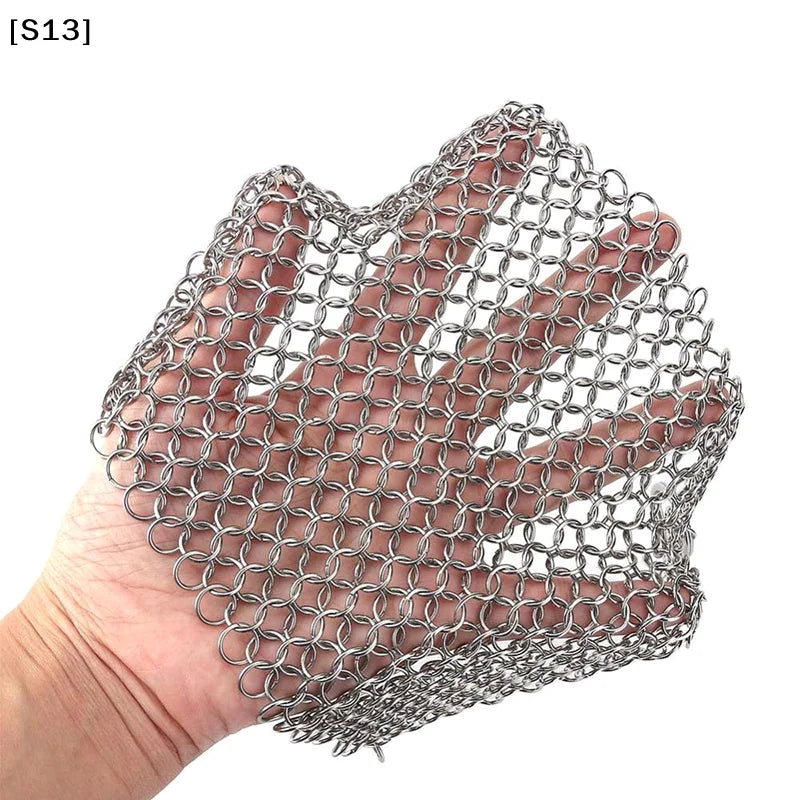 Kitchen Cleaning Ring Stainless Steel Cleaner Chainmail Scrubber Accessories Reusable Washing Net Cleaning Tool for Home[Q]Q@