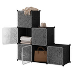 WOLTU Stackable Shoe Cabinet Shoe Rack with 6 Stacking Boxes Door DIY Boltless Shelf Plastic Box for Shoe Storage Organizer
