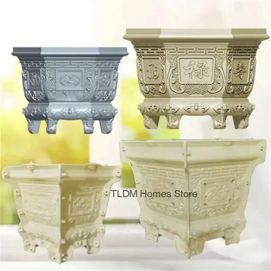 Hexagonal Cement Flowerpot Mold Home Garden Balcony Bonsai Pot Template Concrete Cast-in-place Homemade Plastic Flowerpot Mold