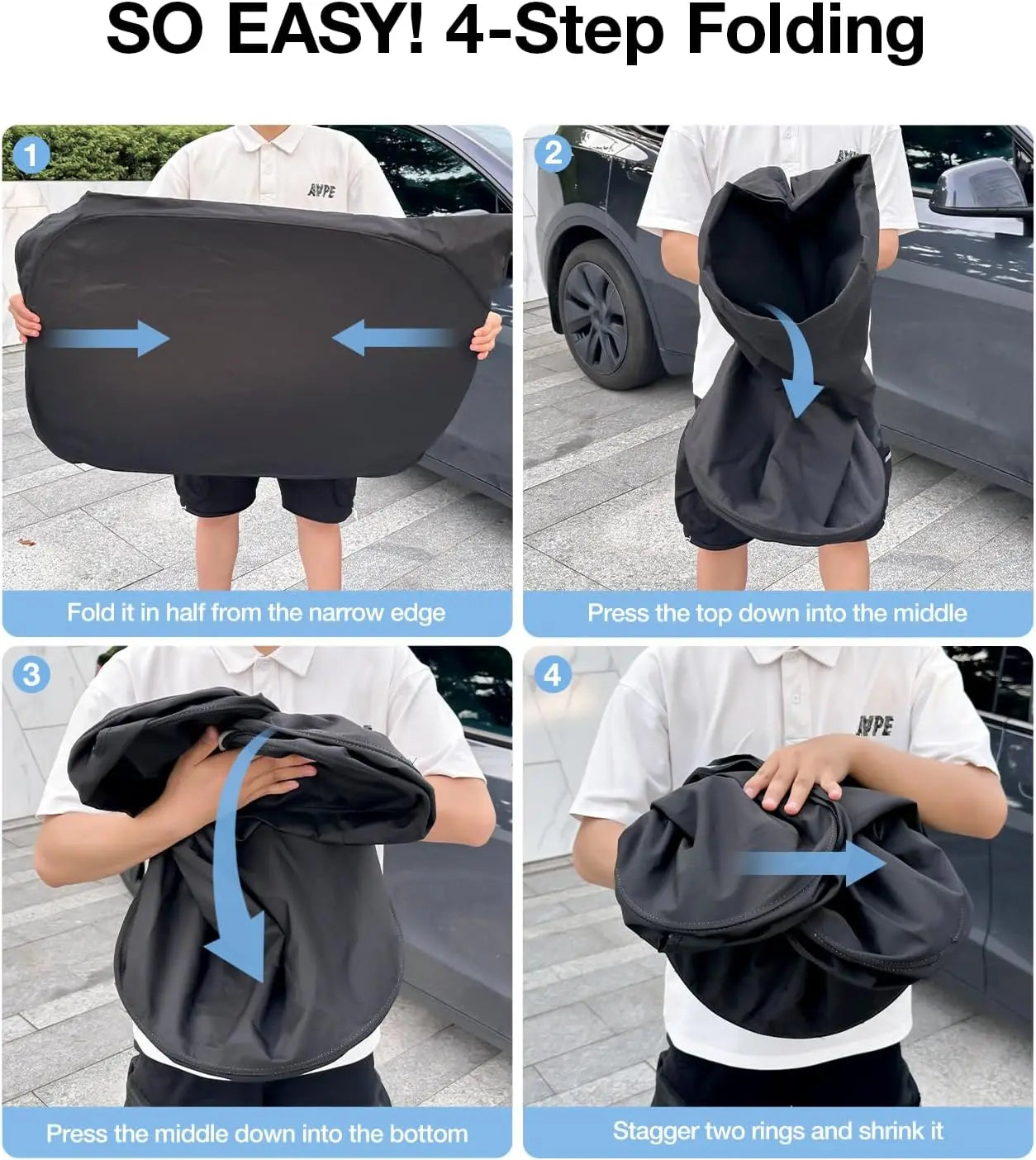 2025 Tesla Model Y/3 Windshield Sun Shade | Foldable Sun Blocker with Storage Bag