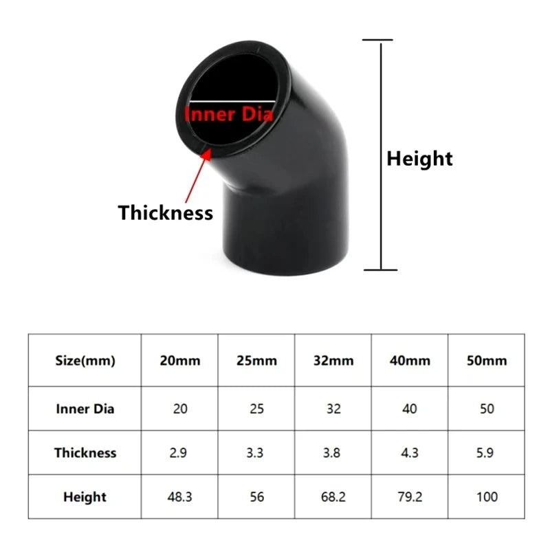 20-63mm Black PVC Pipe Connectors Ball valve Three-way Direct Garden Water Aquarium Fish Tank Drainage Tube Fittings Accessories