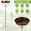 Bird Bath Feeder Bowl Metal Garden Birdbath with 5 Prong Stakes Outdoor Standing Bird Bath Bowls for Patio Outside Yard Decor