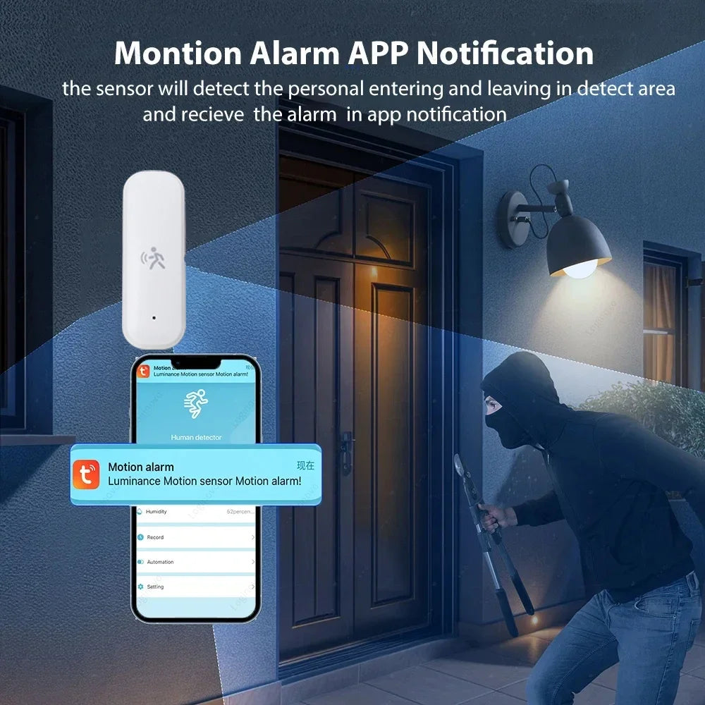 Zigbee 3.0 Human Motion Sensor 10G MmWave Radar Detector with Luminance Temperature Humidity Sensor Upgarded 4 in1 PIR Sensor