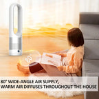Bladeless Tower Fan Space Heater Cooler Fan Combo with Remote 80°Oscil