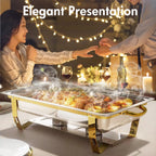 4 Pack 8QT Stainless Steel Chafing Dish Buffet Set with Fuel Holders for Catering & Parties