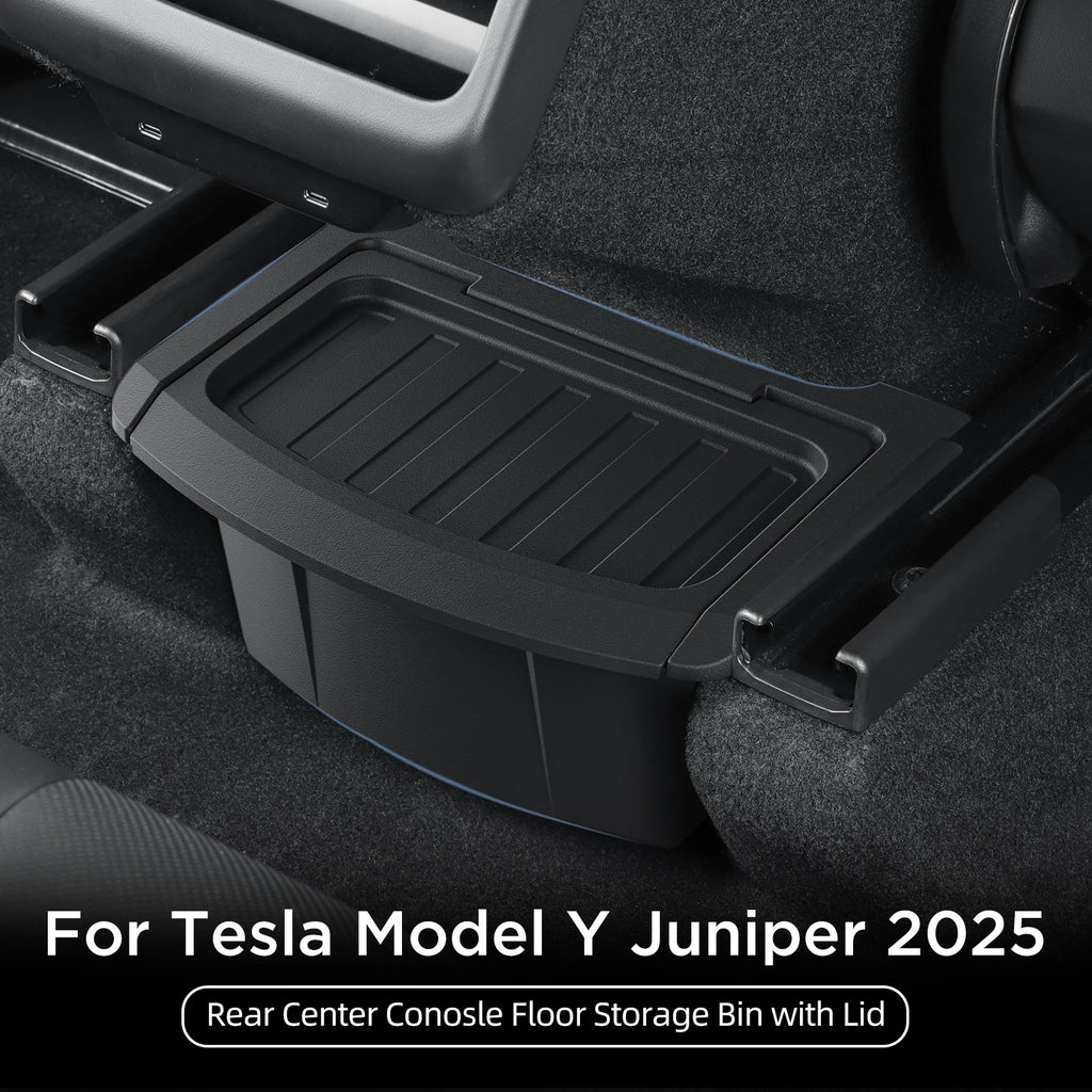 SMABEE for Tesla Model Y Launch 2025 Juniper Car Armrest Rear Storage Box Tray Accessories Tidying TPE Black