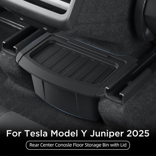 SMABEE for Tesla Model Y Launch 2025 Juniper Car Armrest Rear Storage Box Tray Accessories Tidying TPE Black