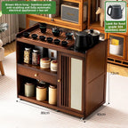 Mobile tea table Small tea table Kettle integrated tea cabinet Solid wood coffee table Tea cart Brewing tea table