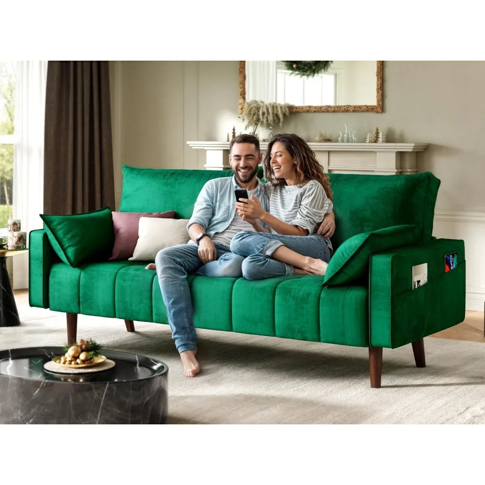 Modern Velvet 3-Seater Sofa