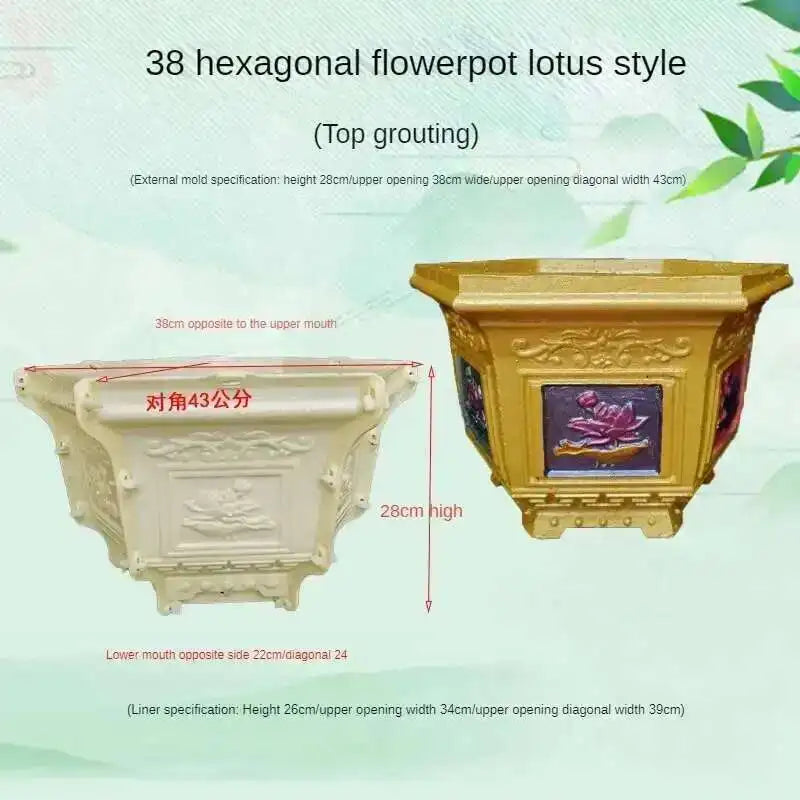 Hexagonal Cement Flowerpot Mold Home Garden Balcony Bonsai Pot Template Concrete Cast-in-place Homemade Plastic Flowerpot Mold
