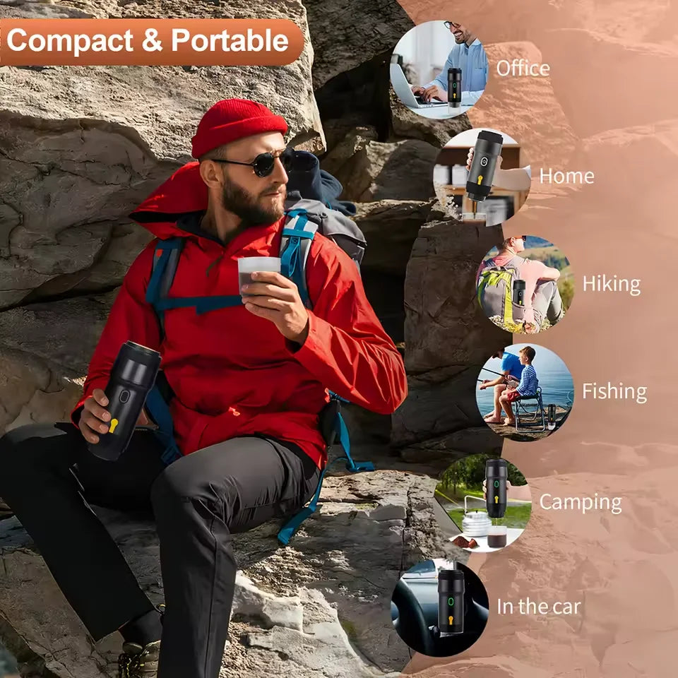 Electric Portable Coffee Machine Portable Italian Espresso Machine for Car & Home 3-in-1 Capsule Powder Travel Coffee Machine