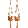 Macrame Plant Hangers Indoor 2X Woven Rope Hanger Trendy Boho Crochet Ceiling Home Decor Flower Pots Basket For Window And Porch