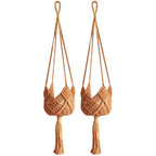 Macrame Plant Hangers Indoor 2X Woven Rope Hanger Trendy Boho Crochet Ceiling Home Decor Flower Pots Basket For Window And Porch
