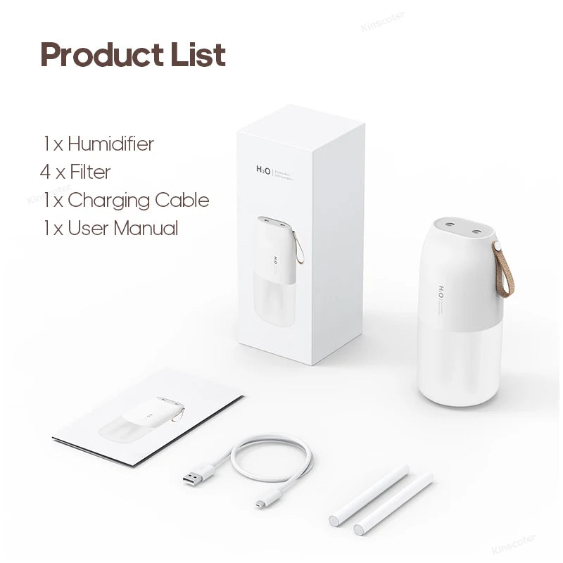 Cordless Rechargeable Air Humidifier 2000mAh Wireless Cool Mist Diffus