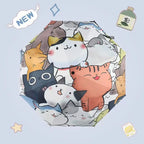 Simple Cartoon Kittens Printed Black And White Umbrella, Sunny And Rainy Dual-use UV Protection Umbrella
