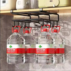 Under Cabinet Kitchen Hanging Organizer Rack with Hooks for Paper Towel Rags Cutting Board Pot Cover Storage
