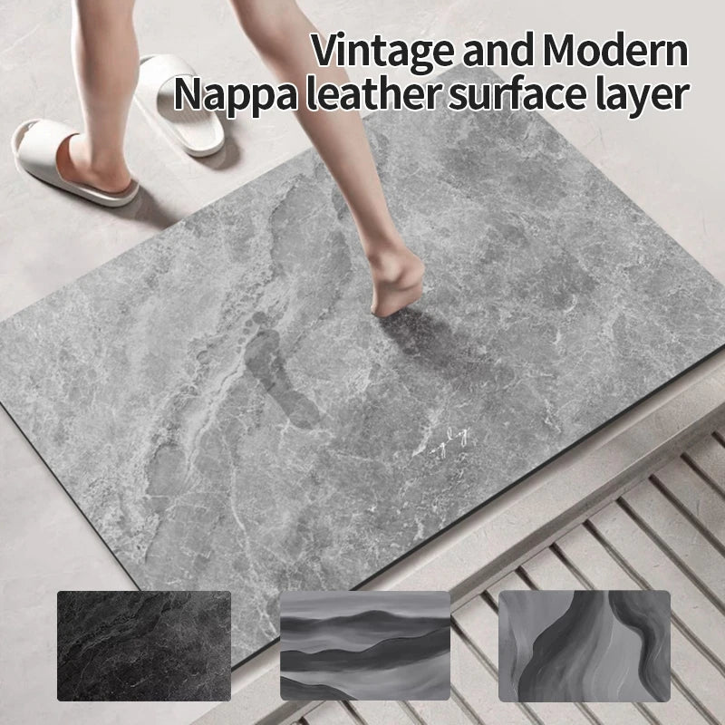 Modern Bathroom Mat Diatomite Bath Mats Non-slip Bathtub Side Rugs Marble Pattern Shower Rug Super Absorbent Carpet Home Decor
