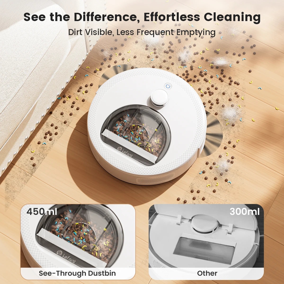 Lefant M330S Robot Vacuum Cleaner 3 in 1, 5000Pa Suction, DToF Navigation, Mapping, Virtual Zones, Obstacle Avoidance PSD, 150min, Connected by Alexa/APP/WiFi