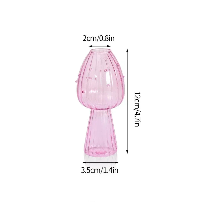 Mushroom Vase Flower Bottle Glass Vase Decoration Home Hydroponics Pot Table Ornament Room Decor Mushroom Accessorie Home Decor