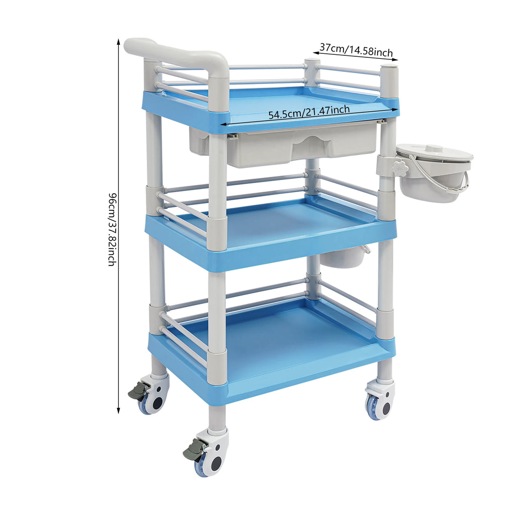 3-Tier Salon Storage Cart Movable Beauty Organizer 176 Lbs Load Utility Cart with Universal Wheels