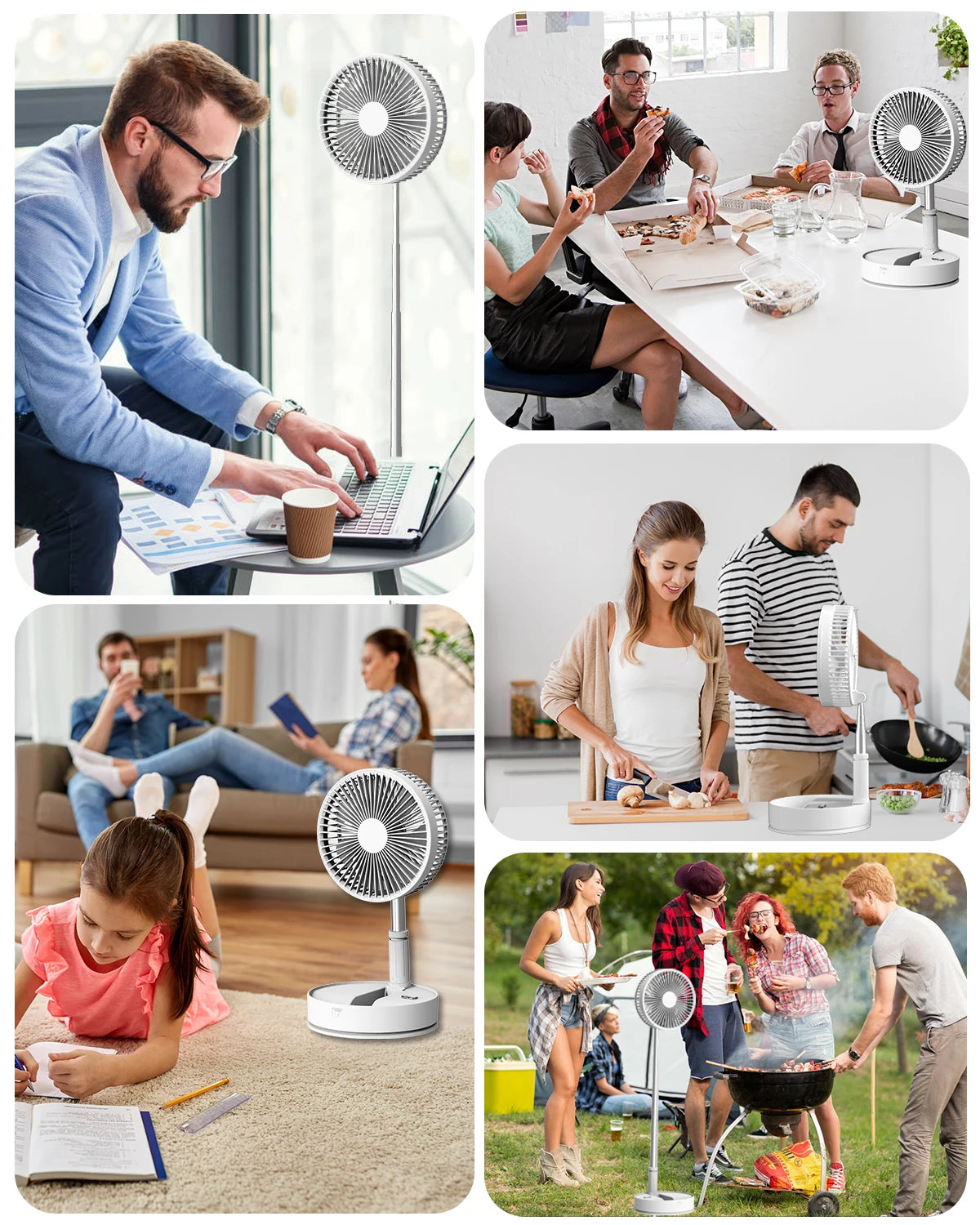 UNITEDTME Oscillating Fan Foldaway with Remote Control, Battery Powered  Fan for Camping, 4 Speed, Timer,  Portable