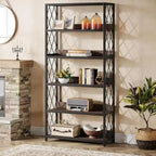 67 Inch Book Shelf, 5 Tier Industrial Etagere Bookcase with Open Shelves, Tall Bookshelf for Living Room, Bedroom, Home Office