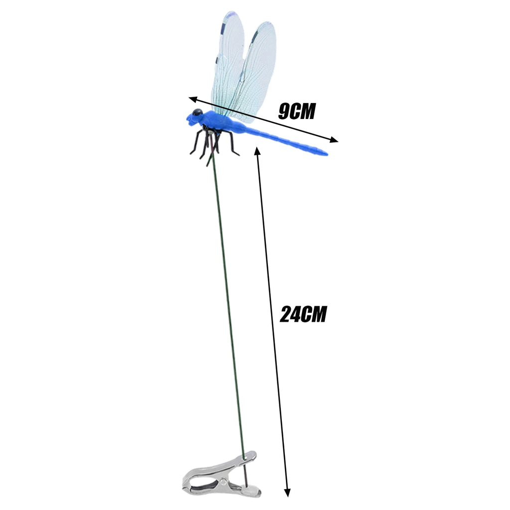 20/1x Simulated Dragonfly Insert Clip Wear Resist Bug Repellent Dragonfly Clamp 3D Artificial Hat Clip for Patio Decor Gardening