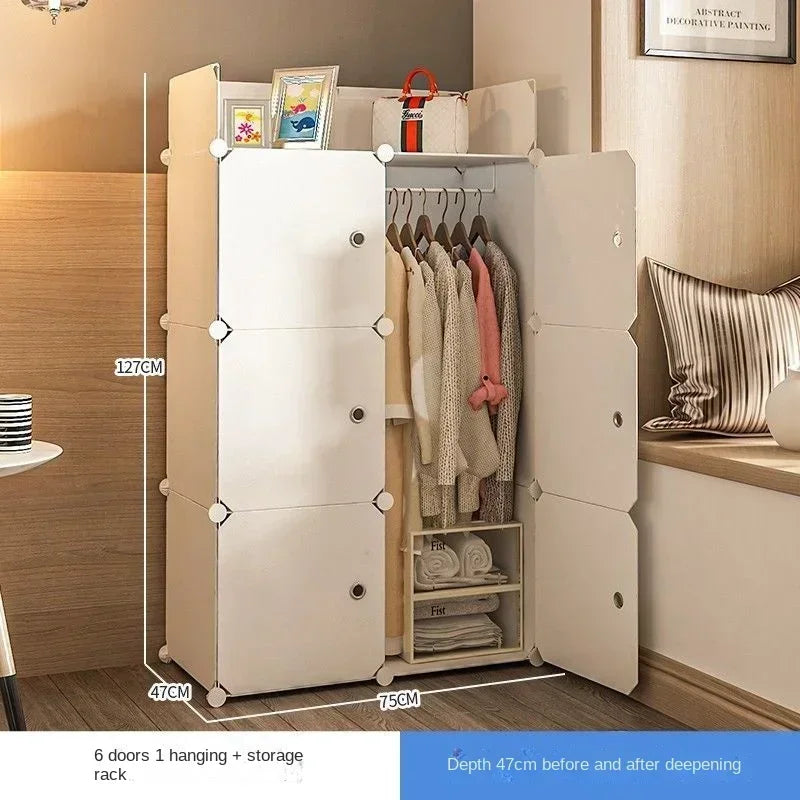 Simple Wardrobe Clothes Folding Cabinets Dressers Cube Storage Locker Plastic Collapsible Dustproof Home Bedroom Furniture