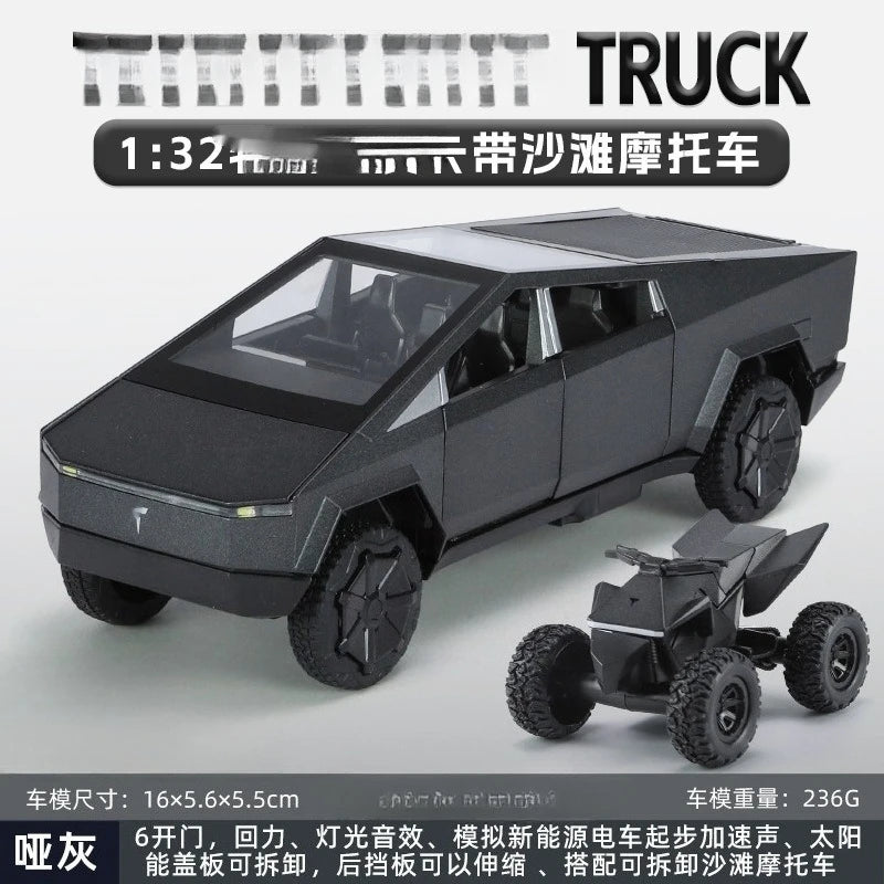 1:32 Cybertruck Pickup Alloy Car Model Diecasts Off-road Vehicles Truck Car Model Sound Light Kids Toys Gift
