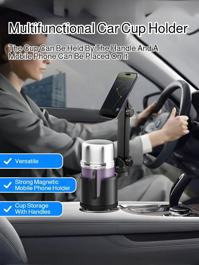 Car Mug Phone Holder 2in1 Magnetic Holder Car Mug Holder Magnetic Suction Cup Cell Phone Holder metal Angle adjustment