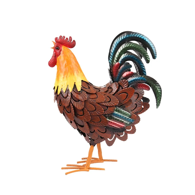 Metal Rooster Decor,Yard Chicken Decor,Outdoor Garden Statues, Chicken Sculpture for Backyard Decor & Lawn Ornaments